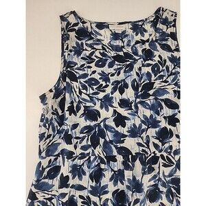 J. Jill Sz SP | Navy Blue Boho Floral Feminine Casual Sleeveless Tank Top